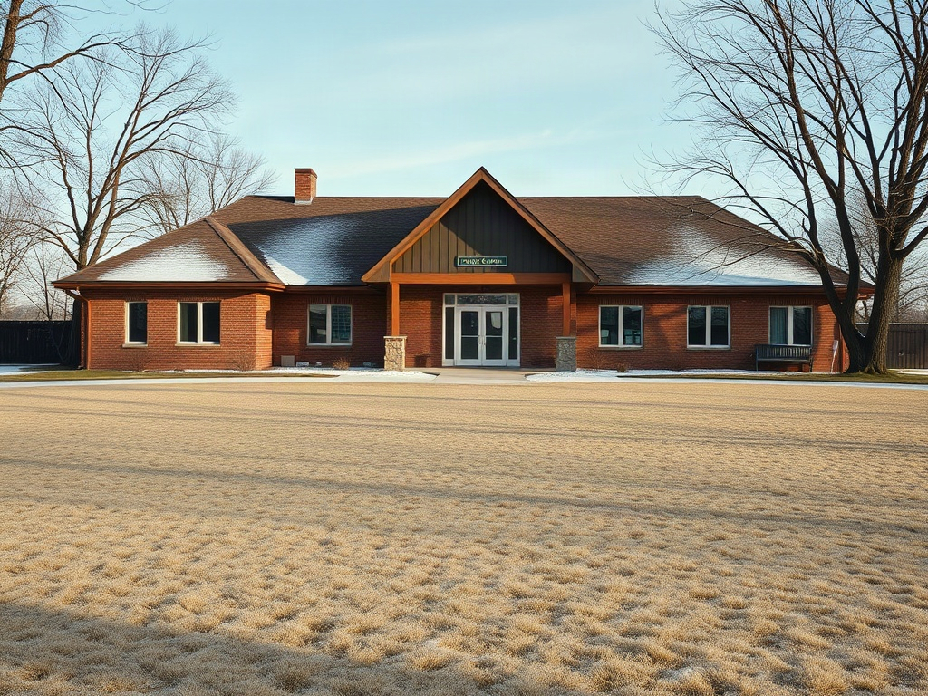 The Prairie Neighbours Seniors Club building in Winnipeg (AI-generated illustration, demo only)