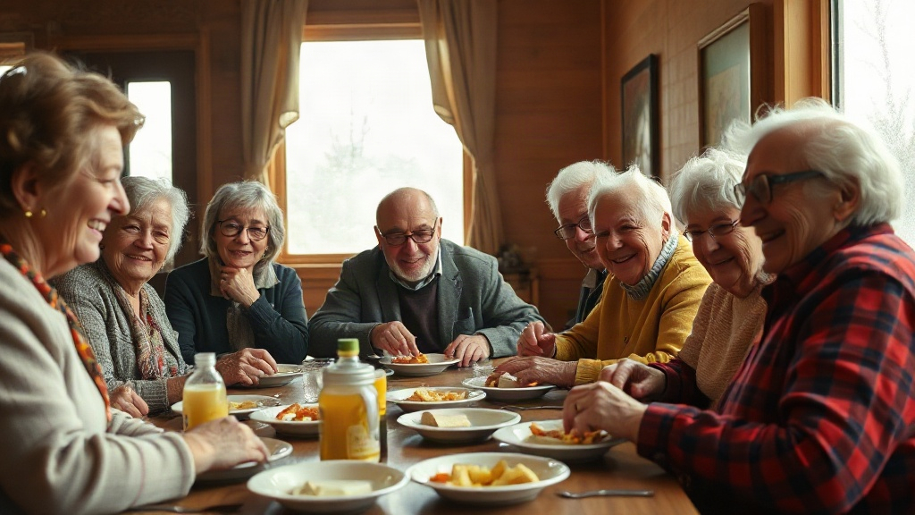 Prairie Neighbours Seniors Club members together (AI-generated illustration, demo only)